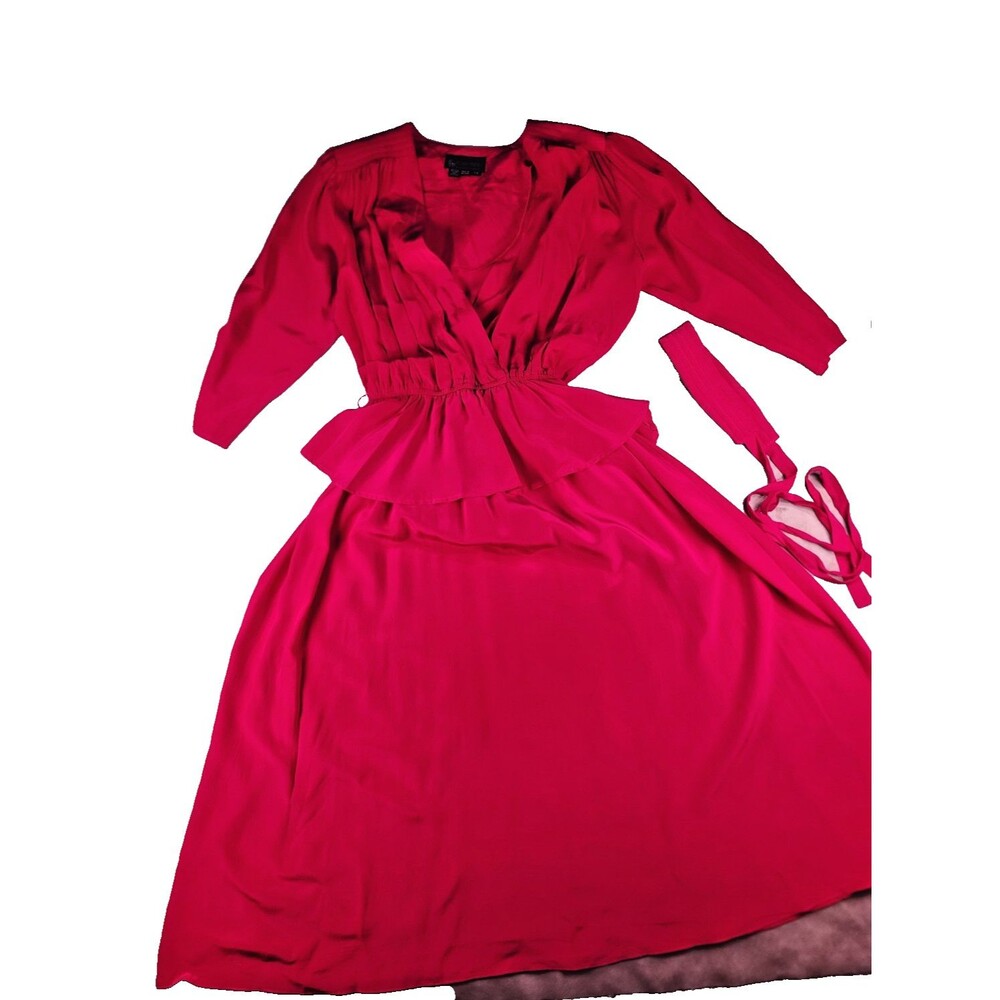 Sophisticates by Jonathan Martin 1980s Red Silk Peplum A-Line Dress Size 7/8